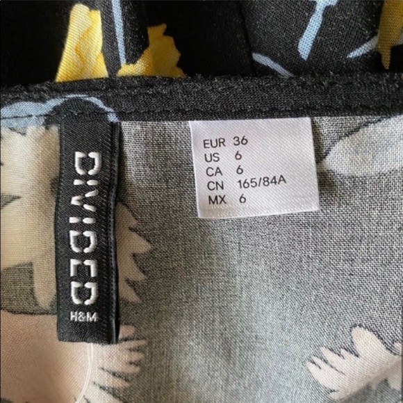 H&M Floral Dress Black Yellow Size 6 - Picture 5 of 6